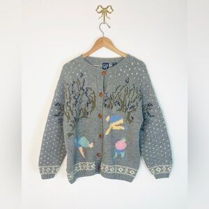 Vintage Ice Skating Sweater 100% Wool